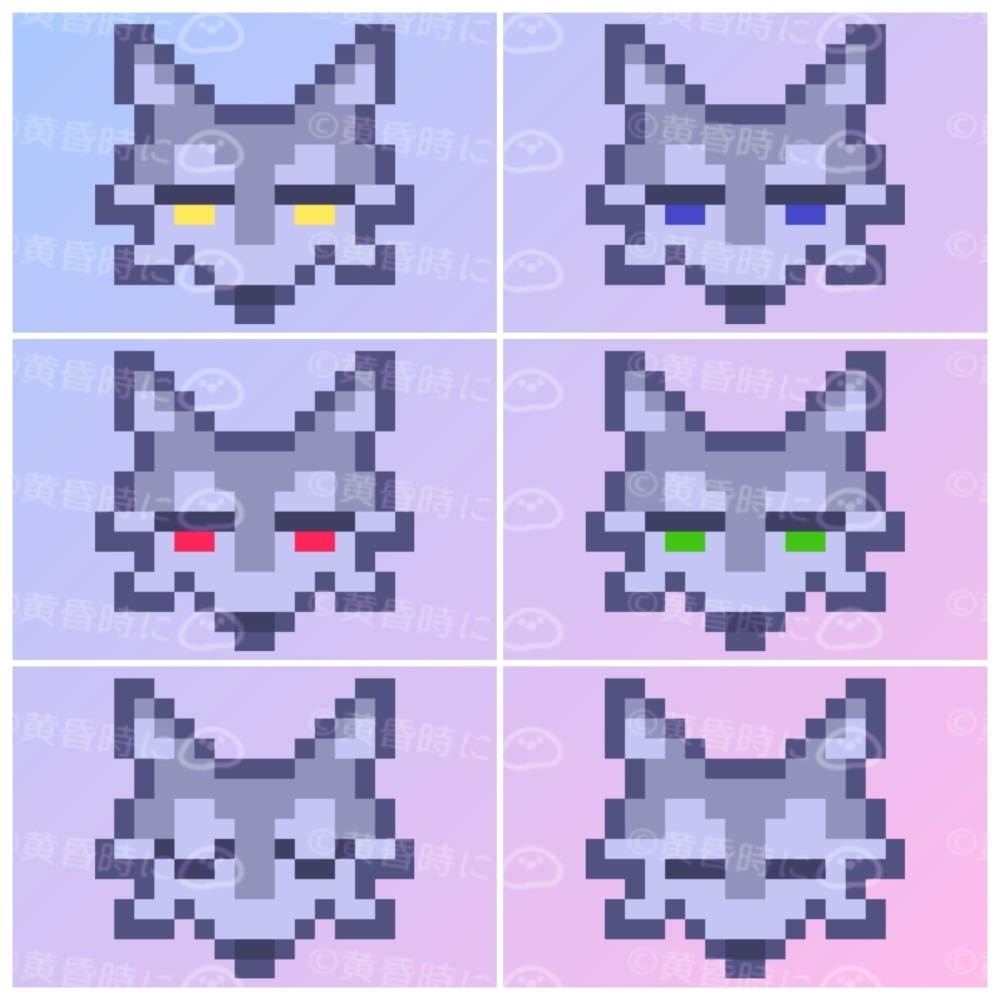 やる気のないオオカミ【ドット絵素材】【全12枚】