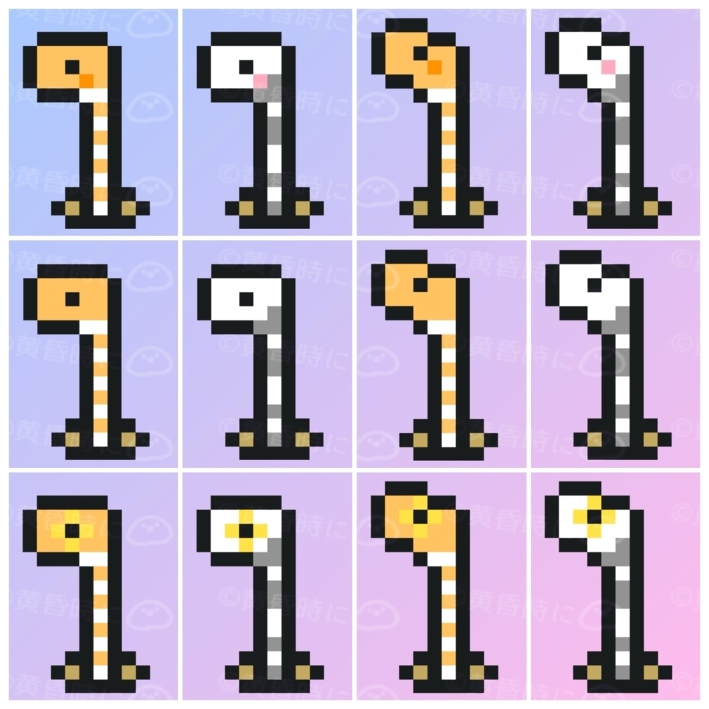 チンアナゴとニシキアナゴ【全24枚】【ドット絵アイコン・素材】