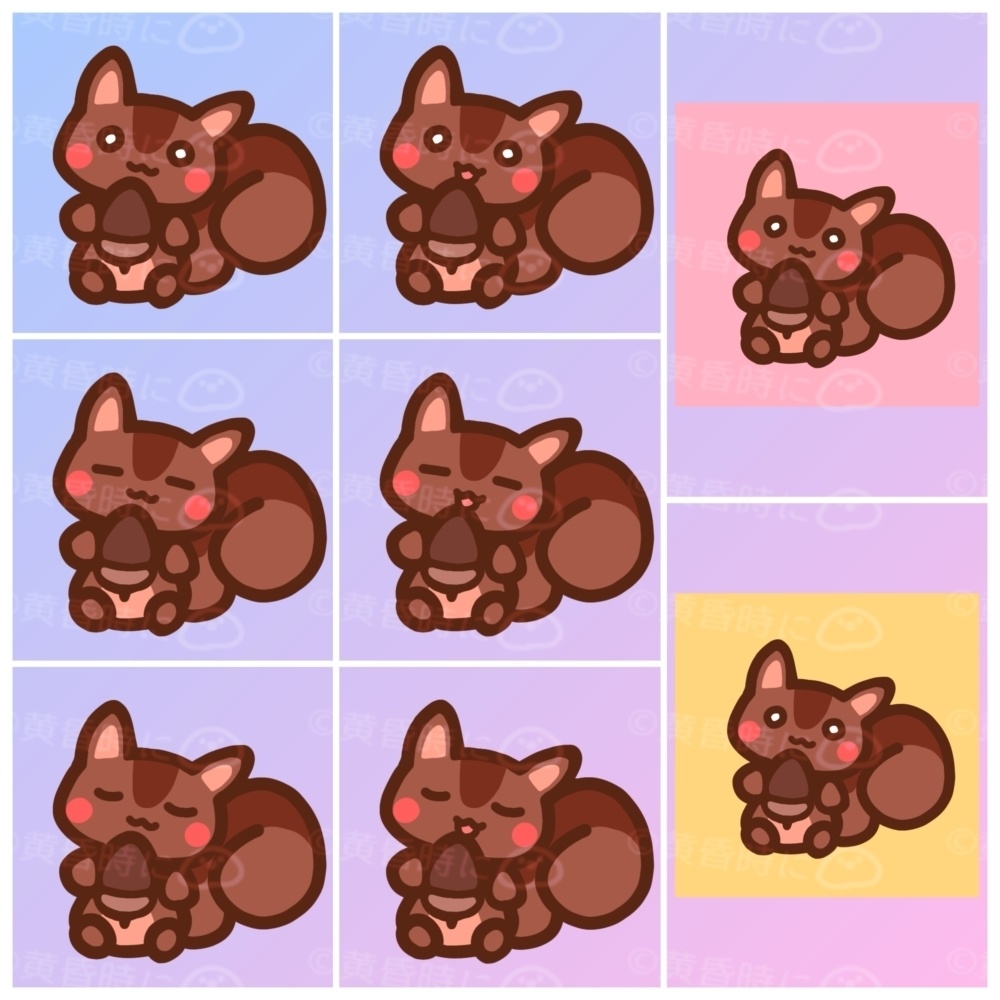 リス【全8枚】【デフォルメイラスト素材】