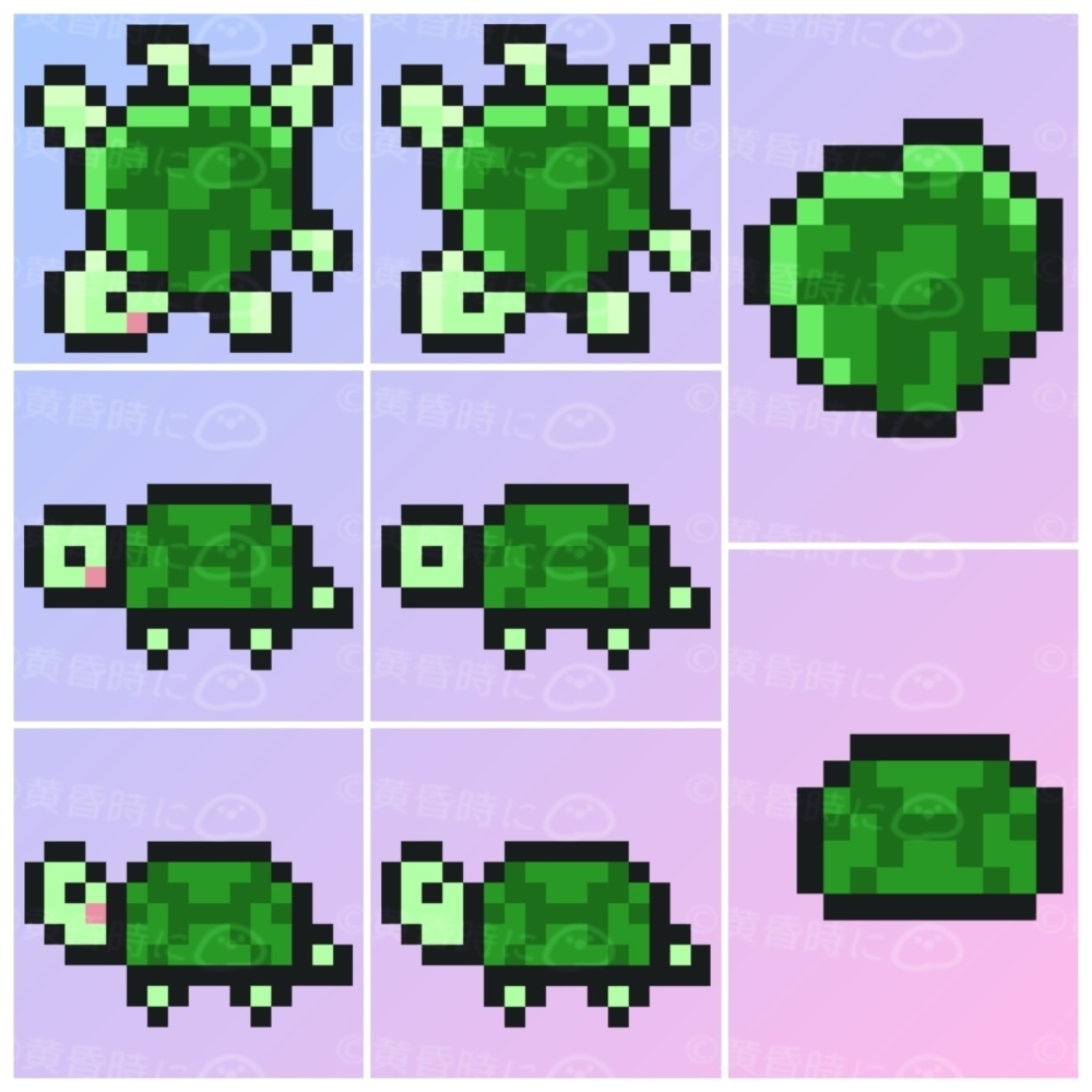 カメ【全32枚】【ドット絵アイコン・素材】