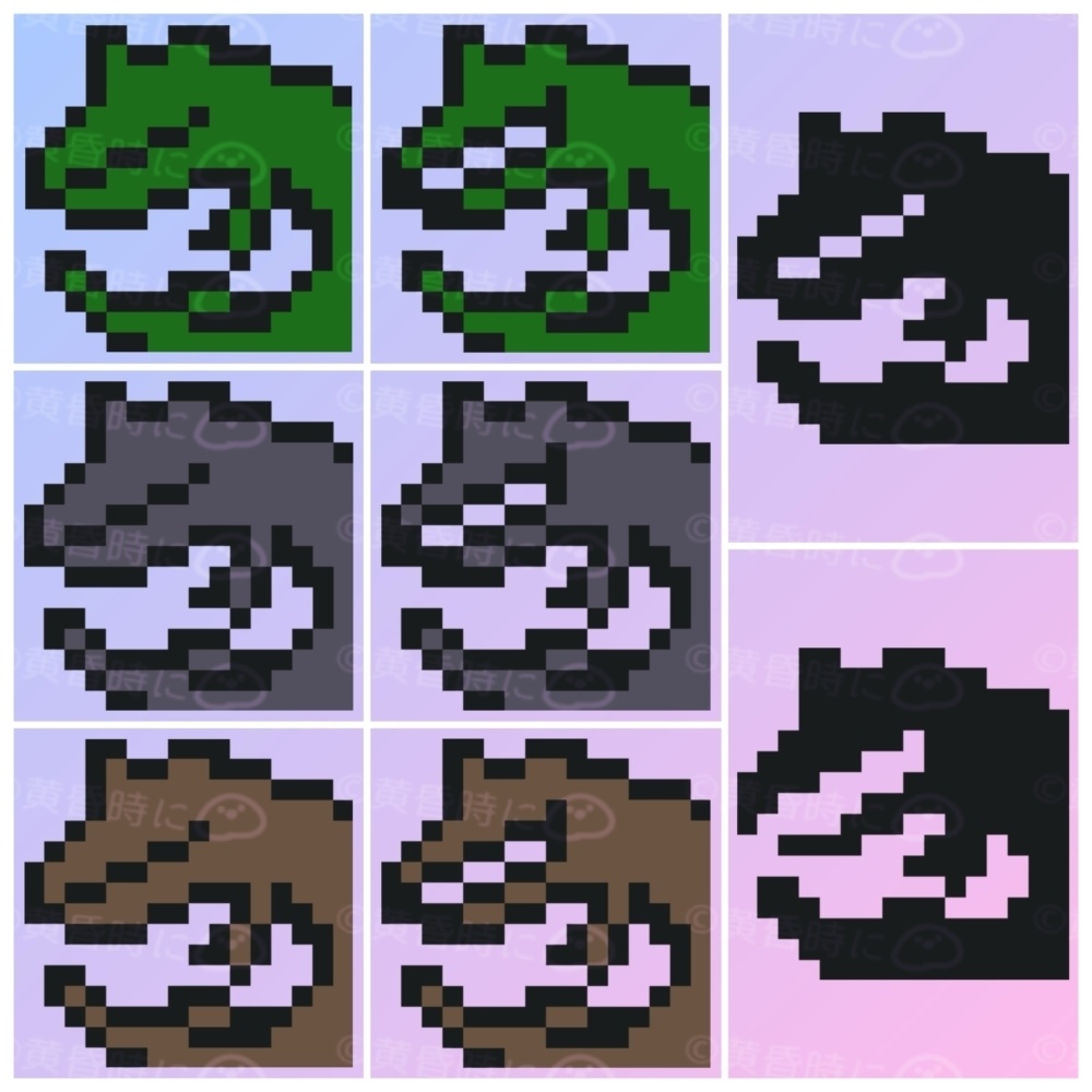 ワニ【全16枚】【ドット絵アイコン・素材】