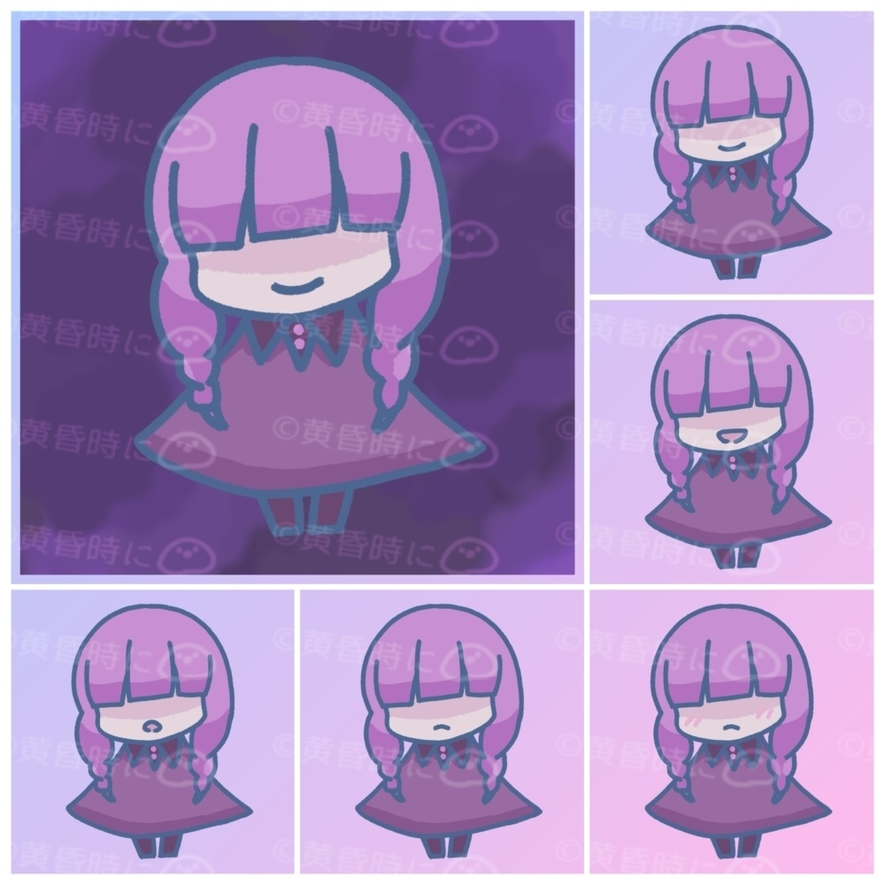 メカクレ【全6枚】【デフォルメイラスト素材】