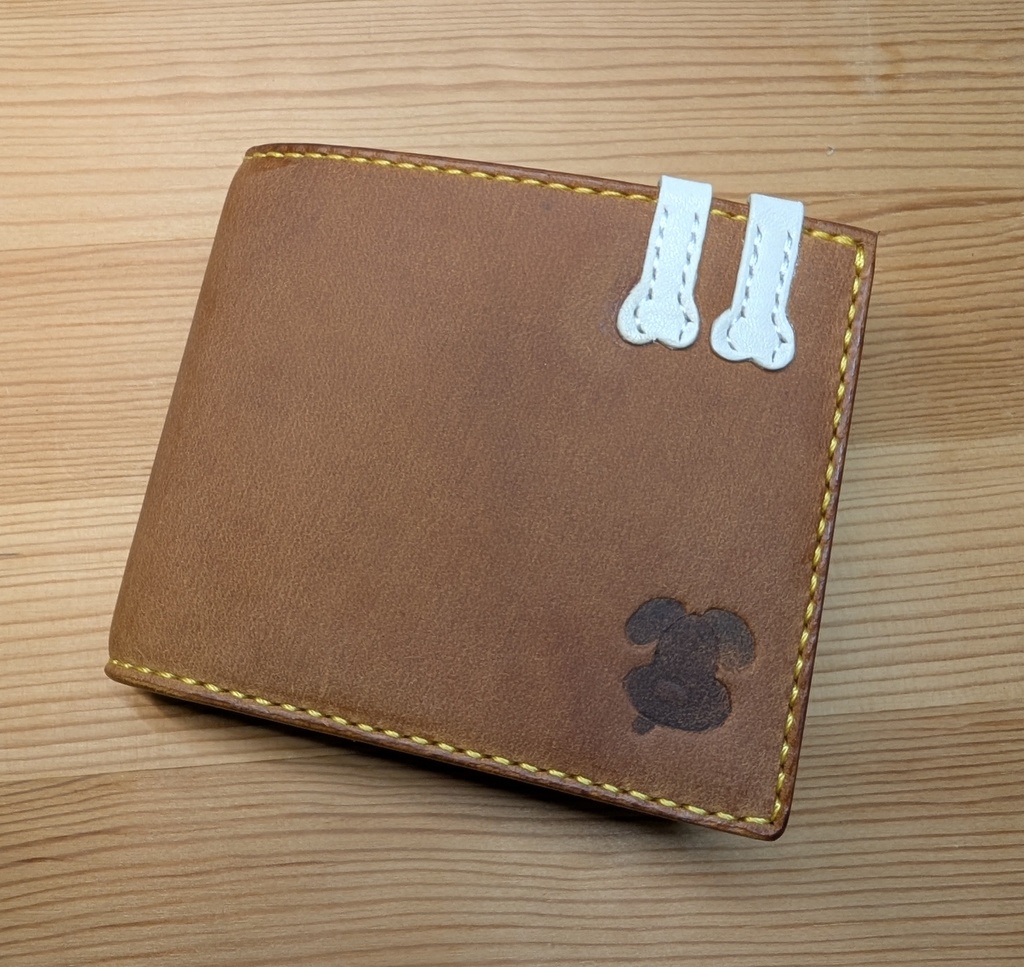 【非公式】戌神ころね推し押印入り本革イタリアンレザー二つ折り財布