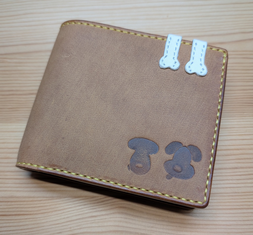 【非公式】戌神ころね推し押印入り本革イタリアンレザー二つ折り財布