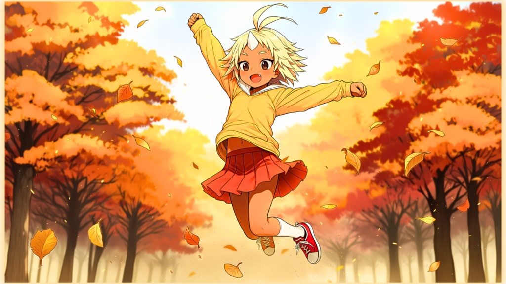 残光のドラマ 16:9 背景3点セット ─ 秋空ジャンプ/廃墟の戦士/黄昏の繭