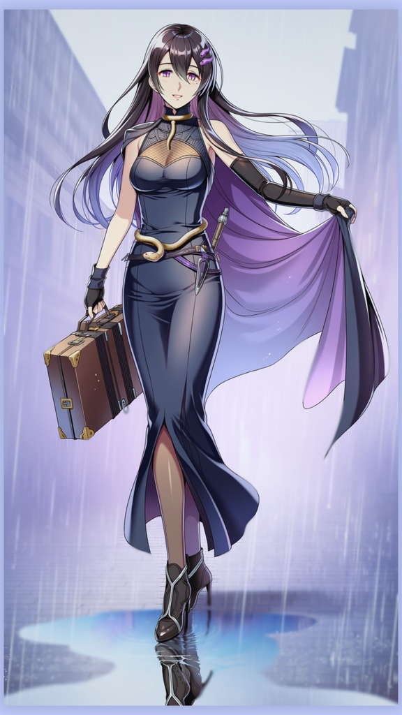 蛇紋のエレジア ― 紫影と黄金の旅路(4枚セット) / Serpents & Silk: Twilight Duo