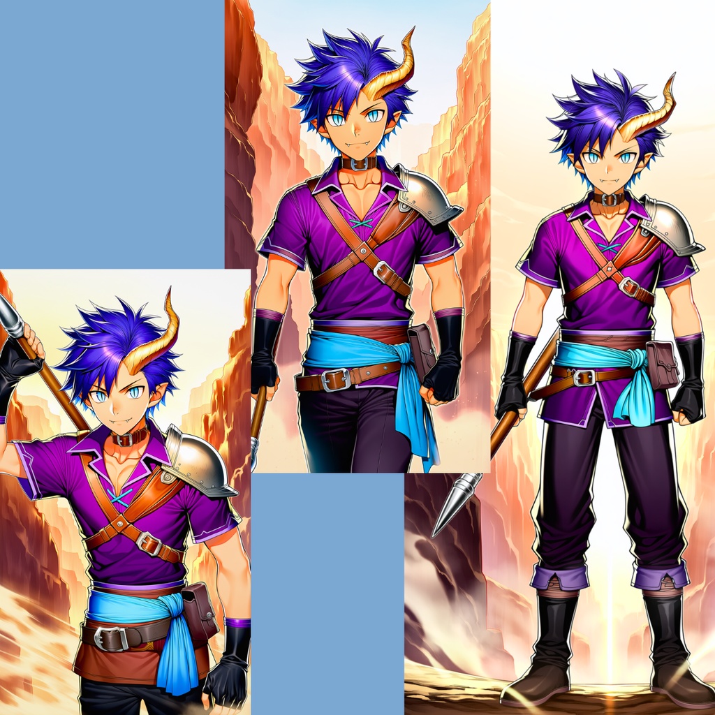 陽炎の峡谷を越えて — 冒険者イラスト3枚セット