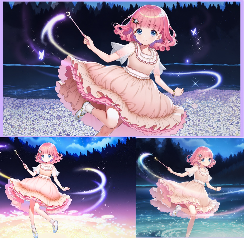 星灯りフェアリーの光舞セット — 神殿／湖上／花畑の3シーン