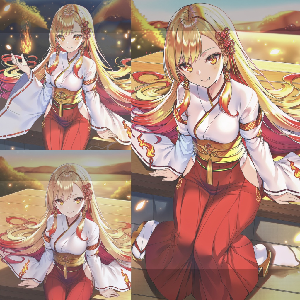 霊火の巫女・三景セット — 夕映え/宵焔/陽だまり