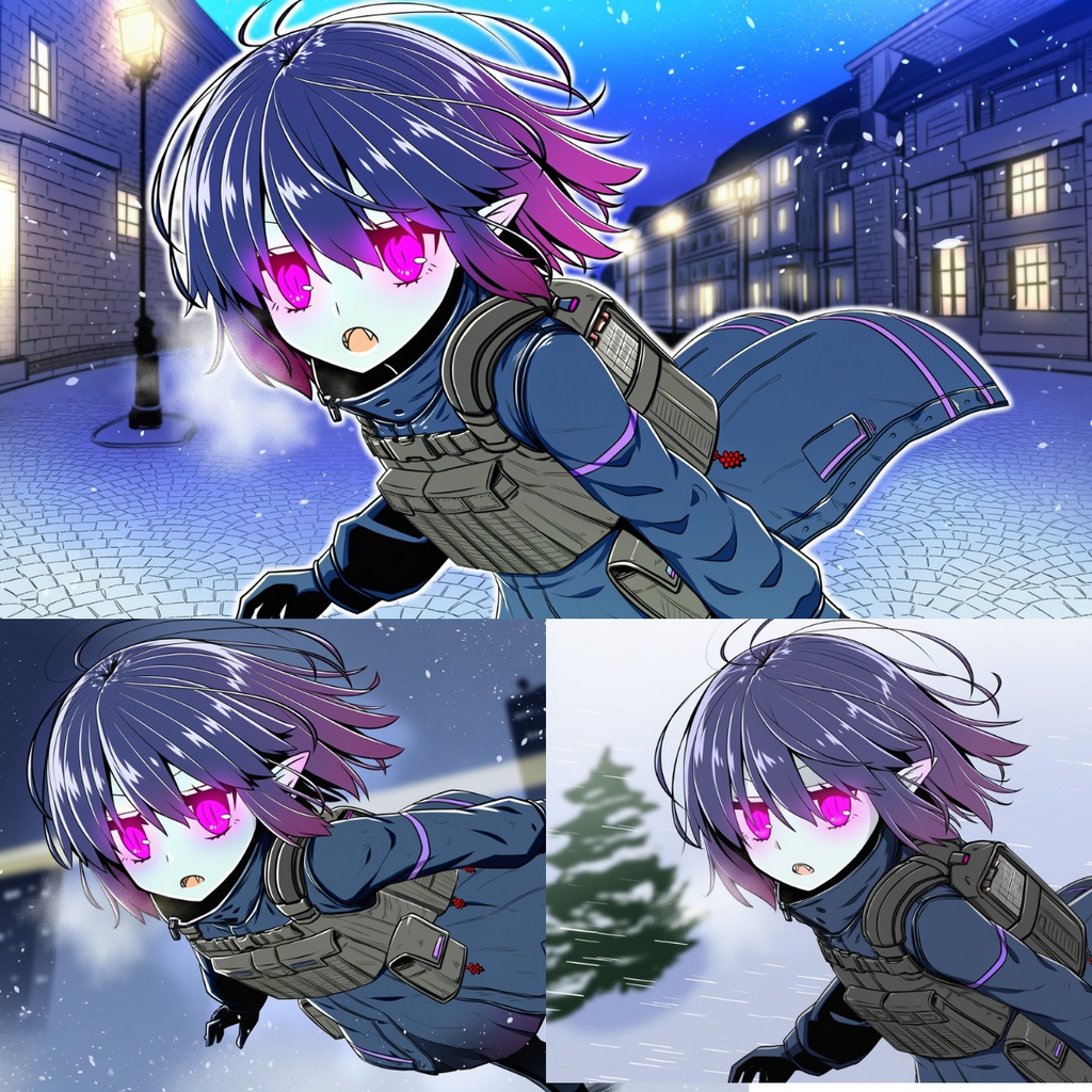 Nocturnal Wing Patrol(夜巡の翼)/雪夜チェイス・イラスト3枚セット