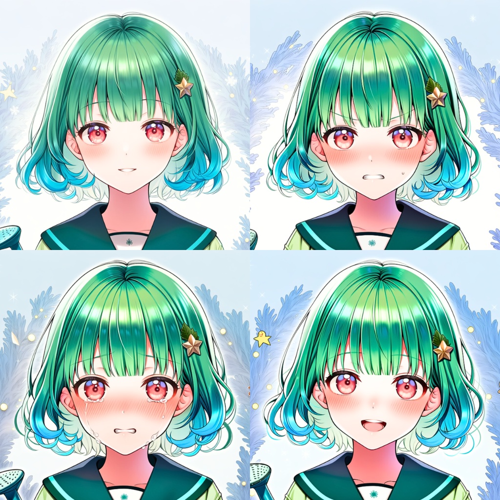 冬色ガール・表情セット|怒・喜・哀・晴の4種アイコン