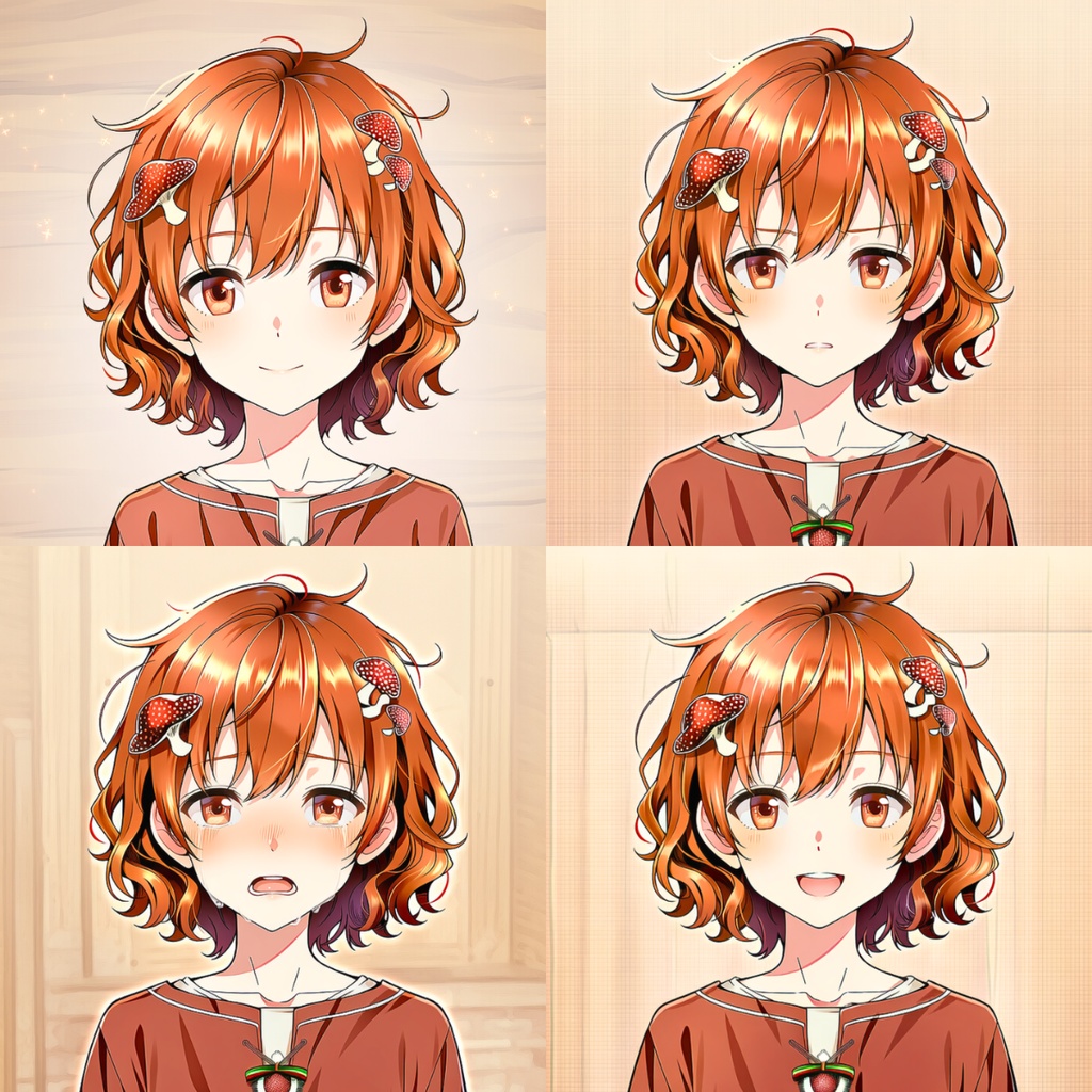 感情の輪郭｜菌類少女・表情差分アイコン4種セット