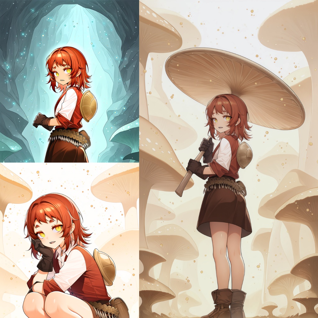 胞子のある暮らし ― 菌世界の少女イラスト3枚セット