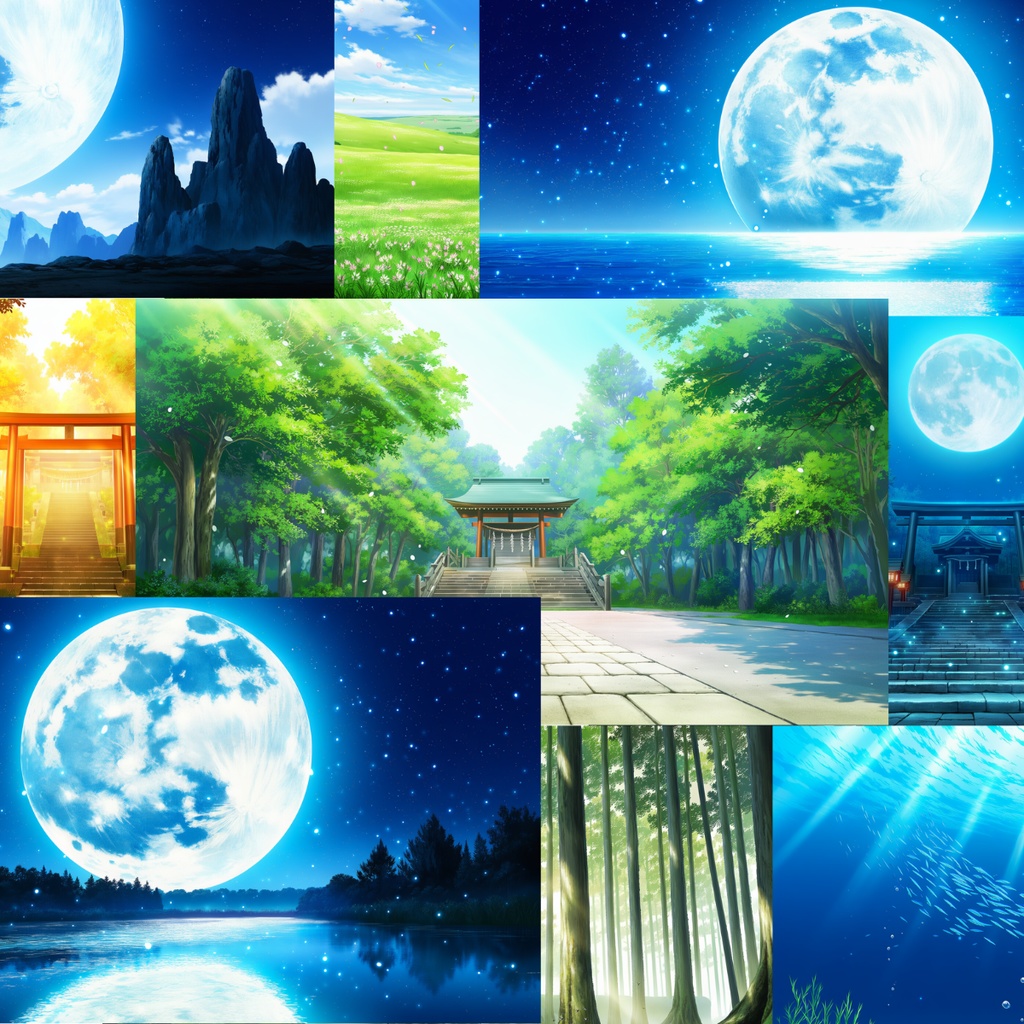 幻想自然背景コレクション – 昼夜9種 壁紙セット