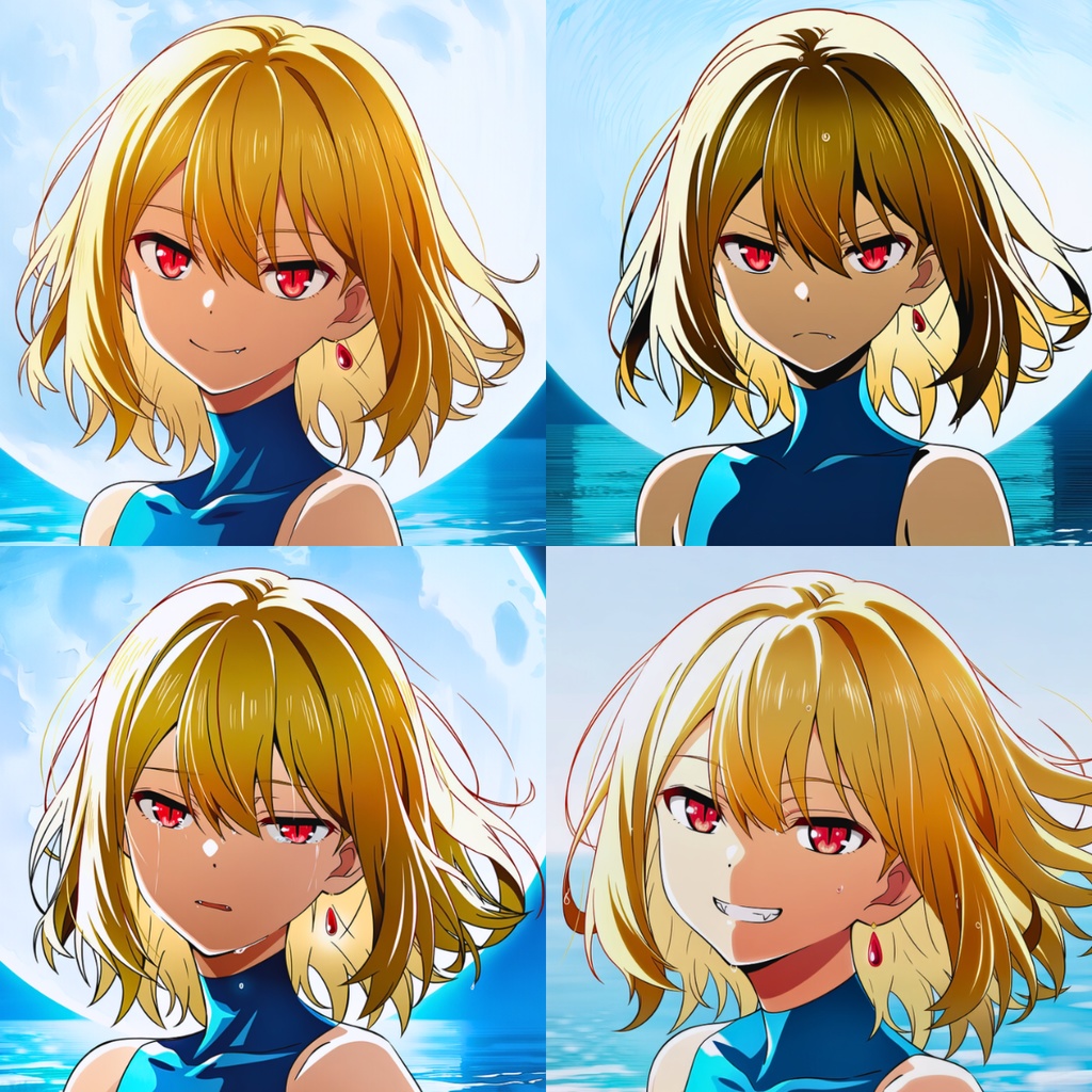 紅瞳の月海 ─ 感情差分アイコンセット(4枚)