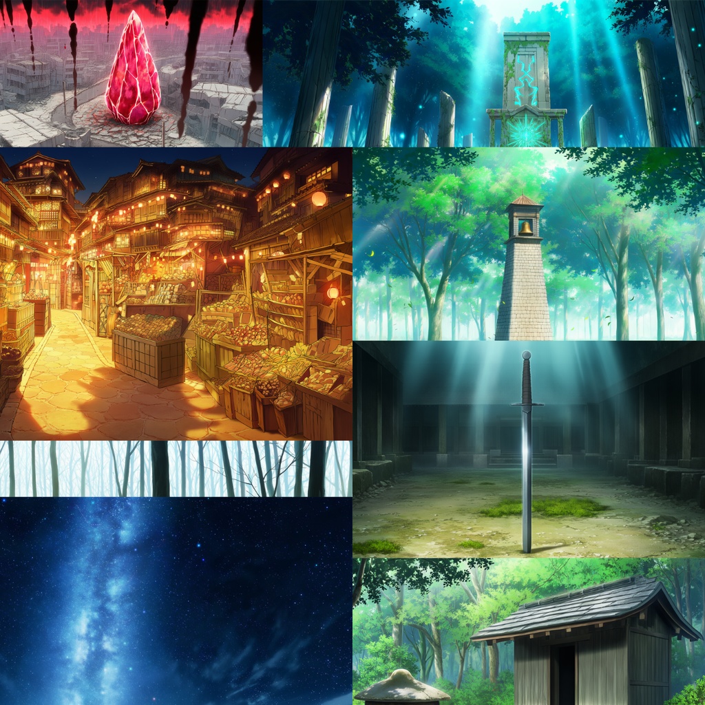 境界に眠る八景｜幻想背景画集8枚セット