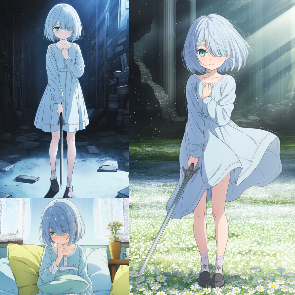 アズ イラスト3枚セット -雨音・月光・白花-