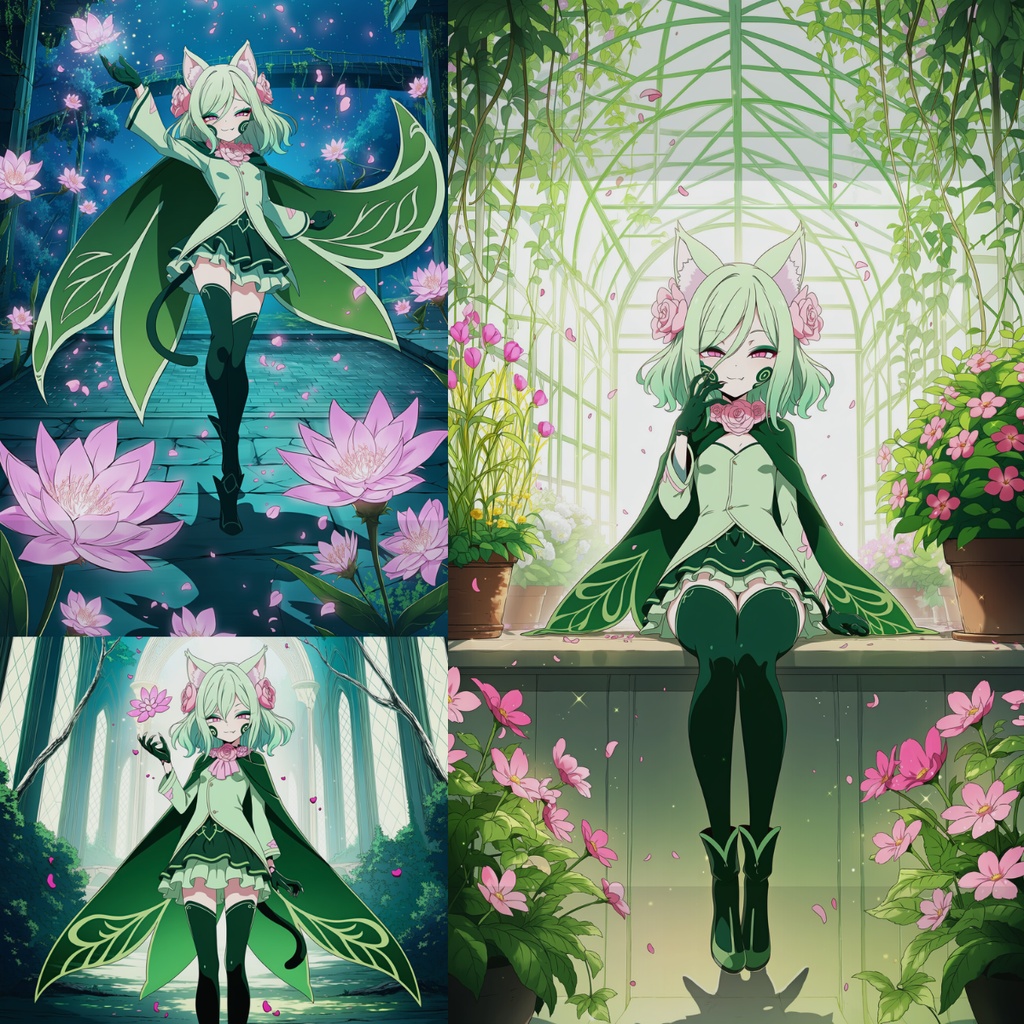 翠花の猫耳マジシャン|幻想壁紙イラスト3枚セット