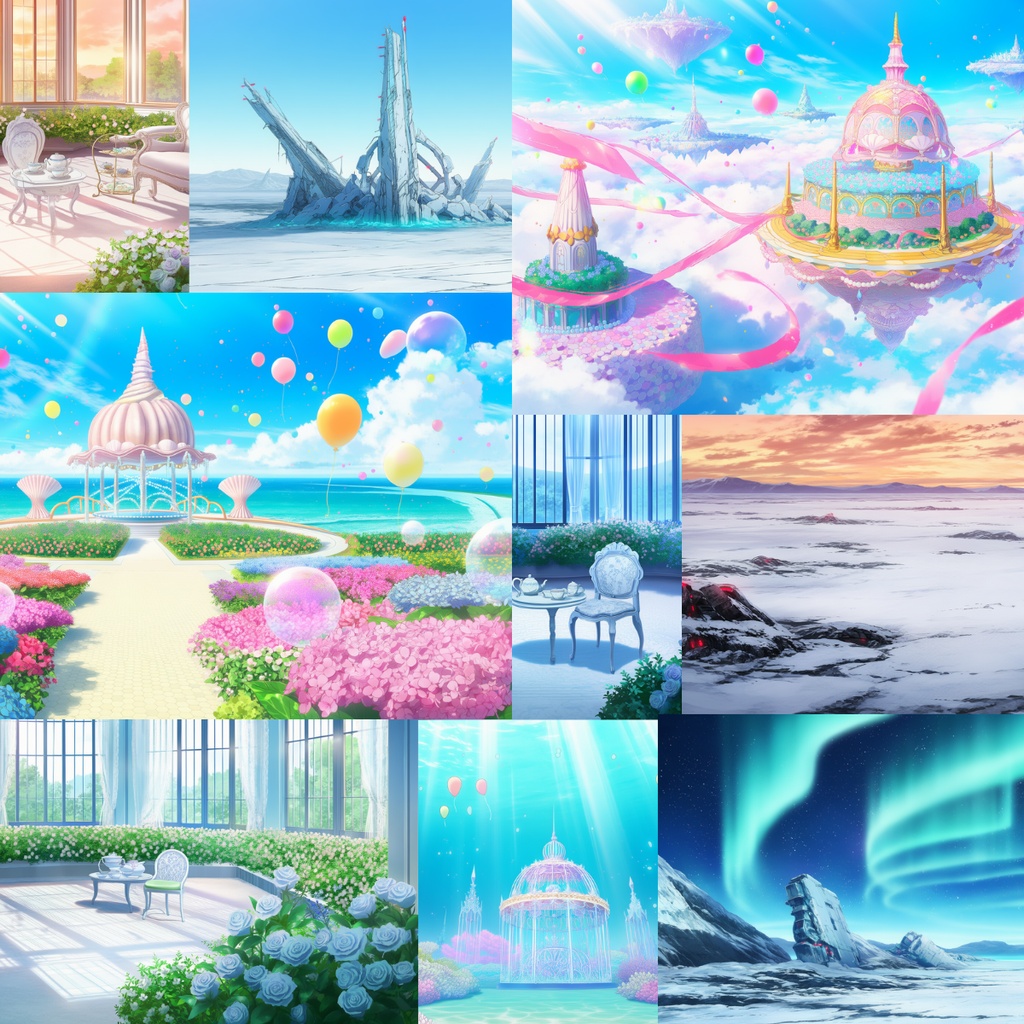 夢境の九景|空・海・花園・氷原の幻想背景イラスト9枚セット