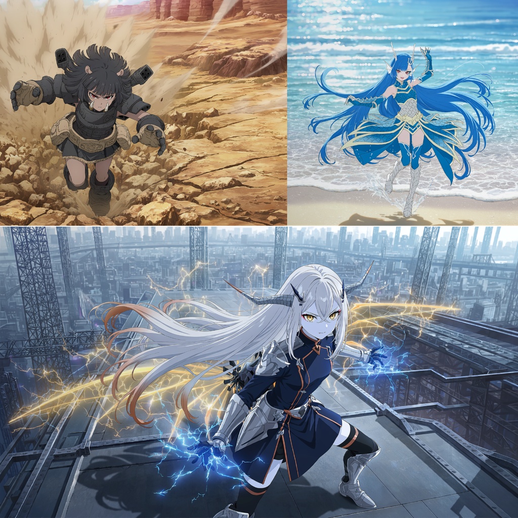 蒼海・砂塵・雷架 ― イラスト3枚セット