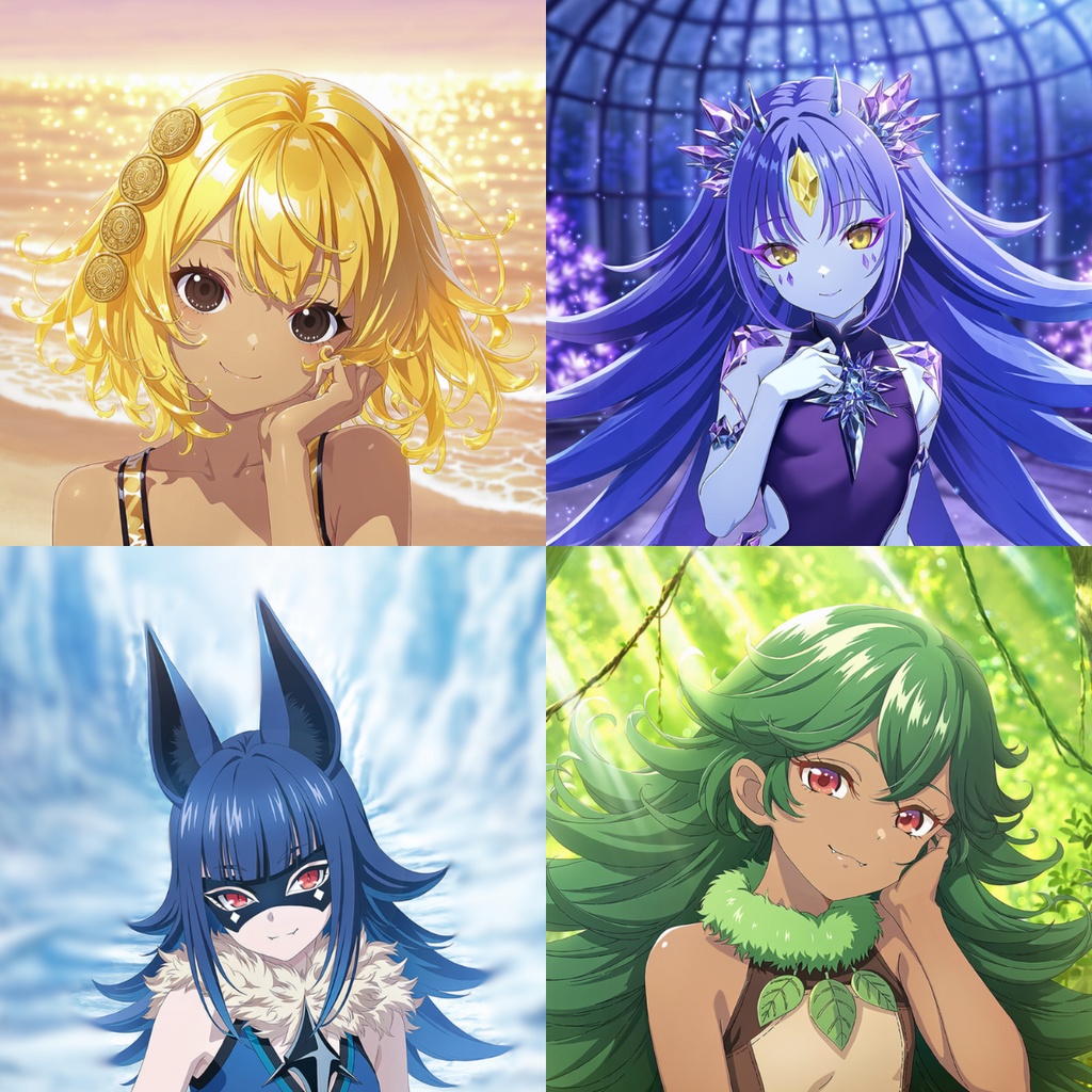 四彩の幻想少女|ファンタジーアイコン4種セット