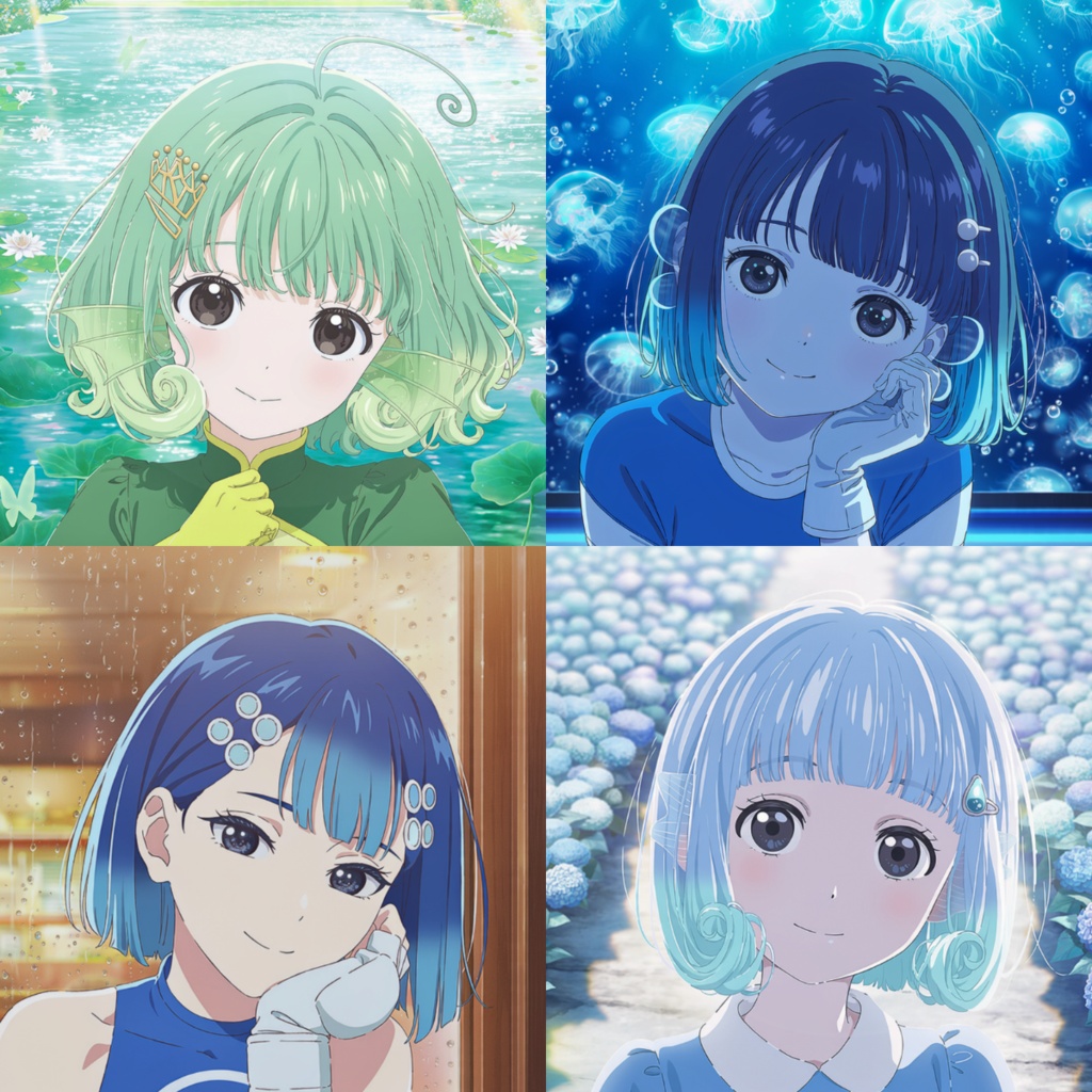 水景の少女たち ― 四つの水辺の物語 ―【SNSアイコン4枚セット】