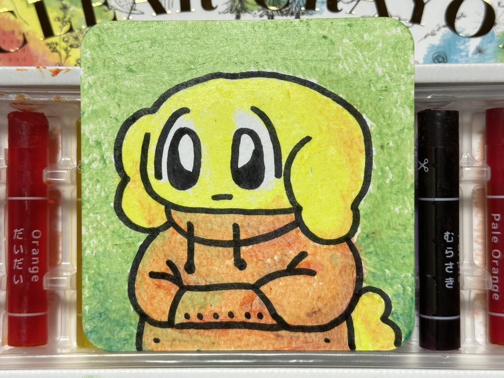 透明くれよん　パーカーを着たいぬ