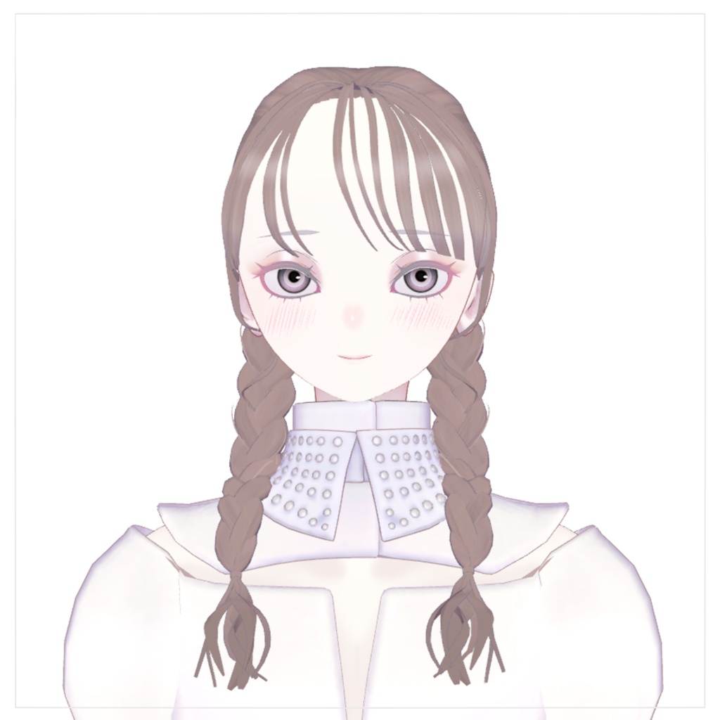 【3Dアクセサリー】麦わら帽子・三つ編みヘア(Pochi対応)