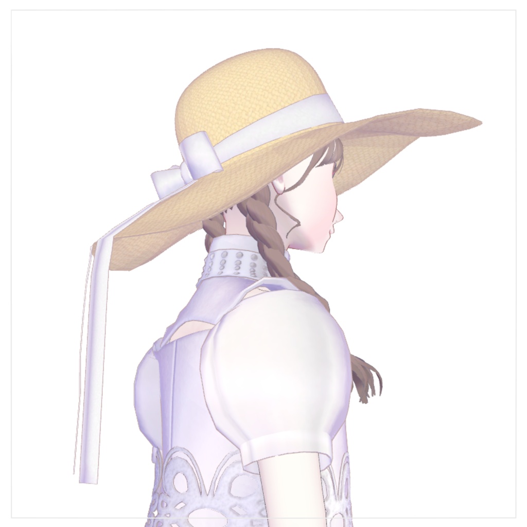 【3Dアクセサリー】麦わら帽子・三つ編みヘア(Pochi対応)