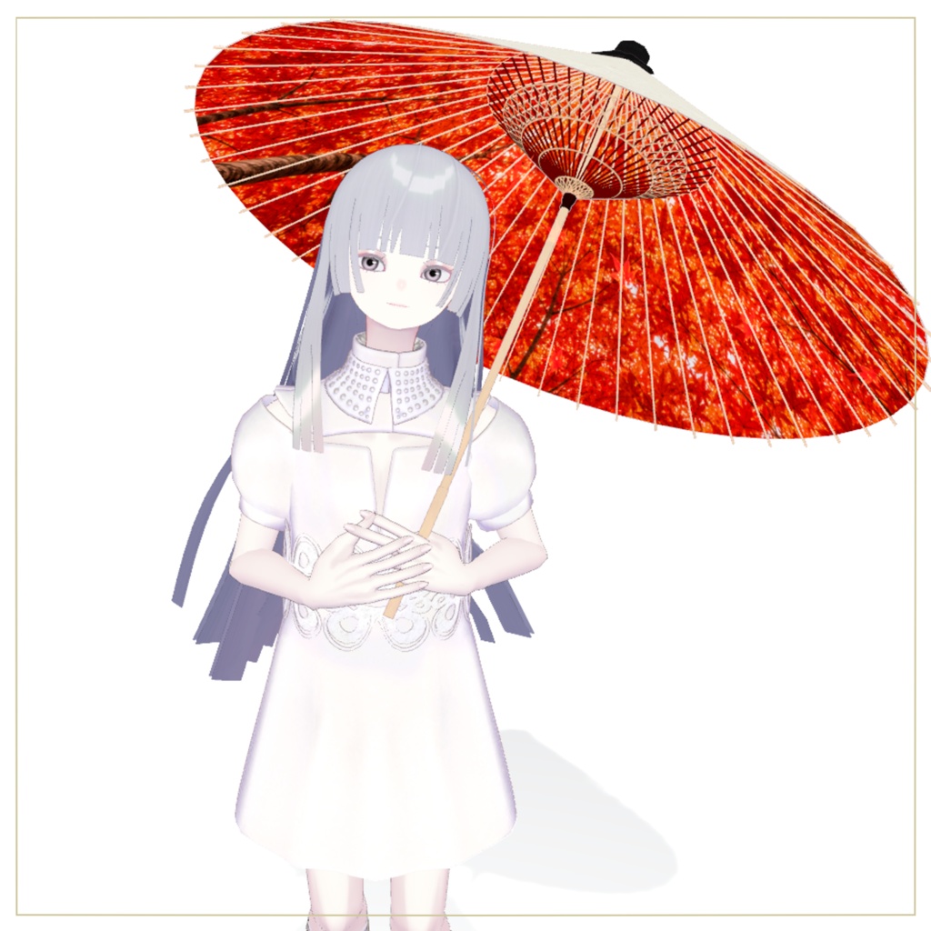 【3Dアクセサリー】紅葉和傘(Pochi対応)