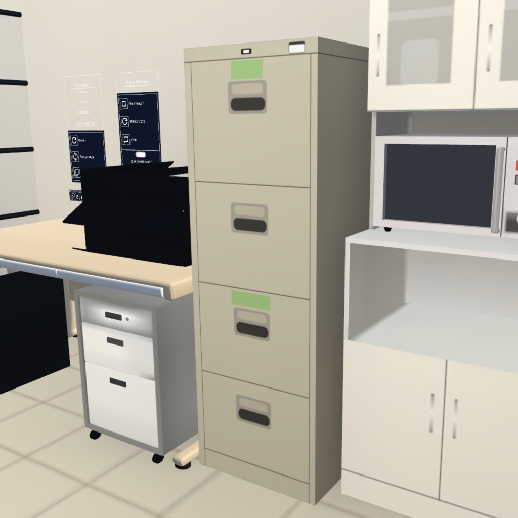 【無料】4段スチールロッカー引き出し（VRChat向け）