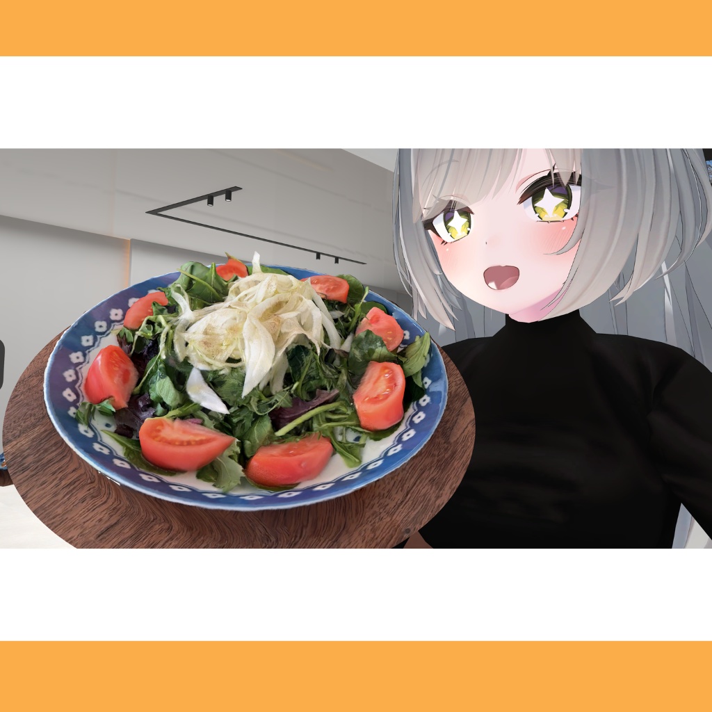 【VRChat向け】トマトと新玉ねぎとベビーリーフ紫キャベツのサラダ・彩り野菜サラダ・ベジタブルサラダ/vegetable salad