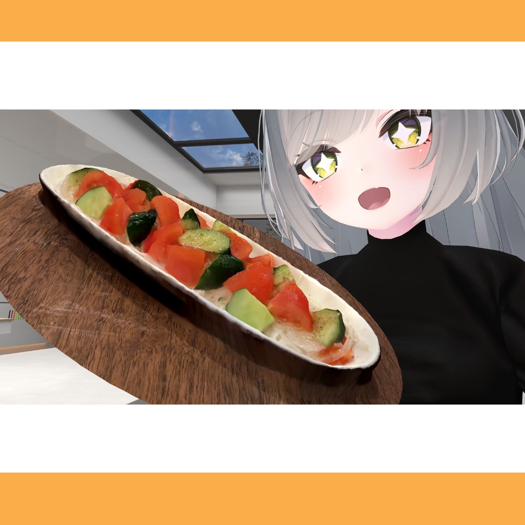 【VRChat向け】トマトとキュウリと新玉ねぎのサラダ・野菜サラダ・さっぱりサラダ/vegetable salad