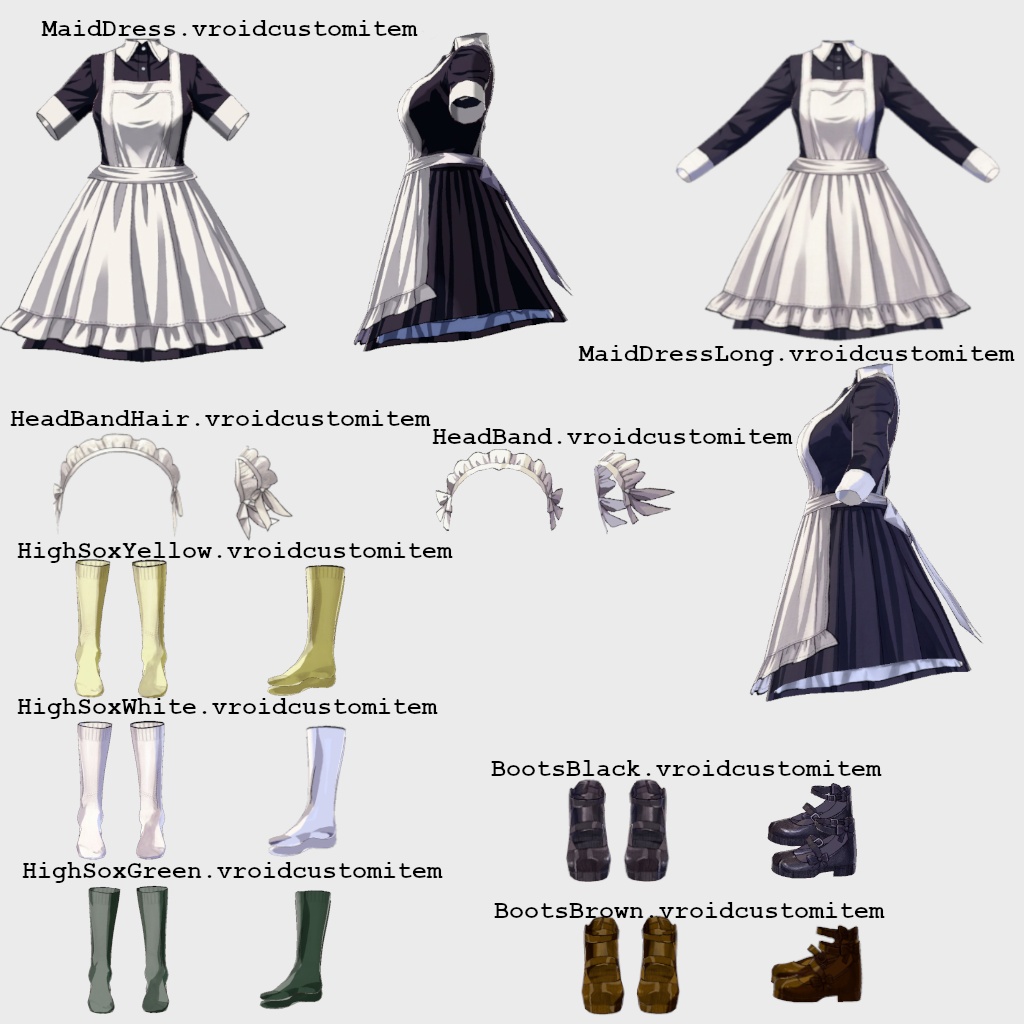 Vroid用メイド服セット