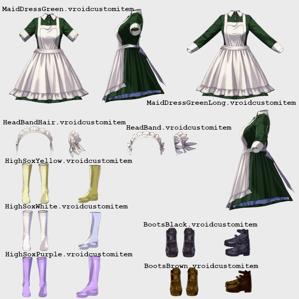 Vroid用メイド服セット