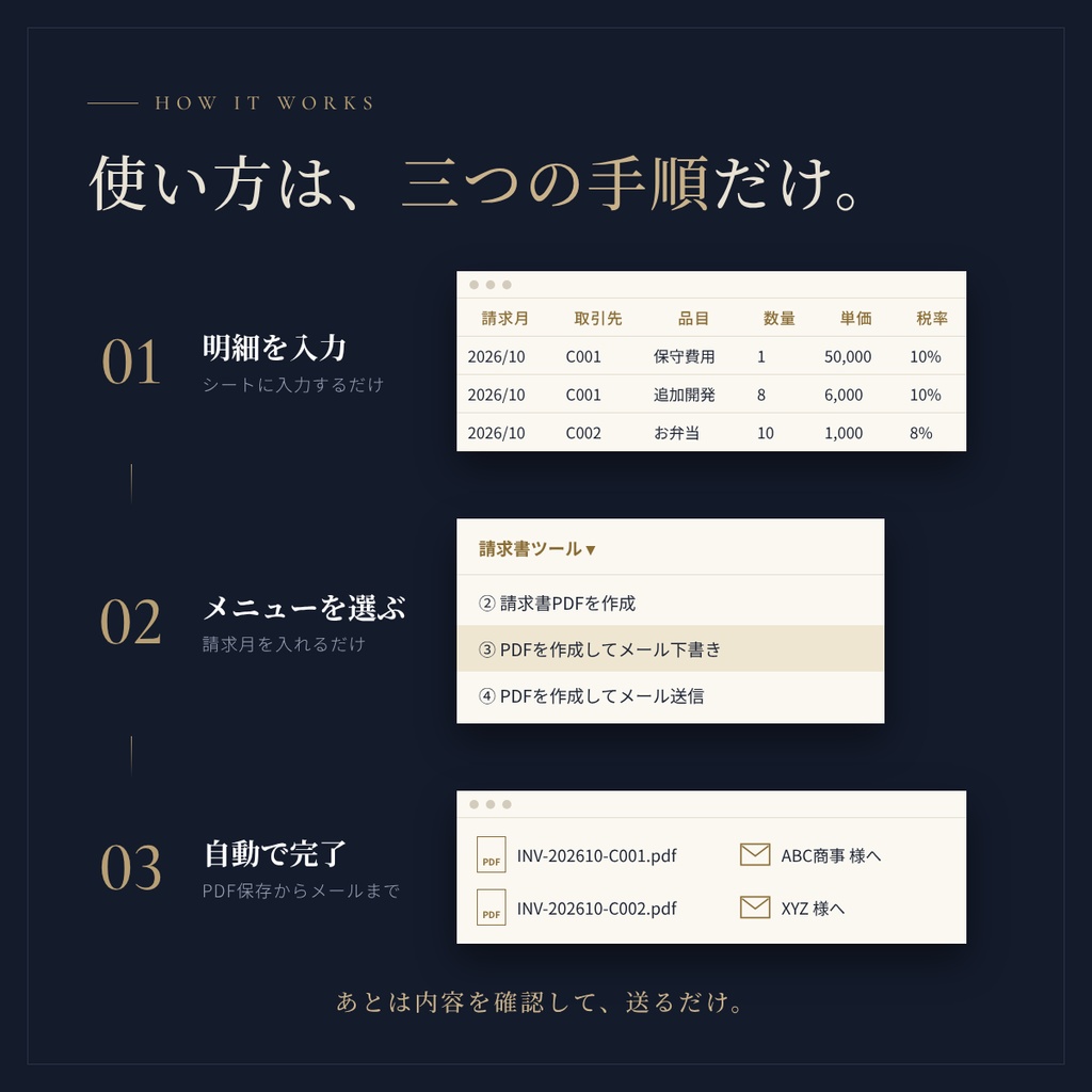 【無料お試し版】請求書を自動作成・PDF化|インボイス対応 Googleスプレッドシート用ツール