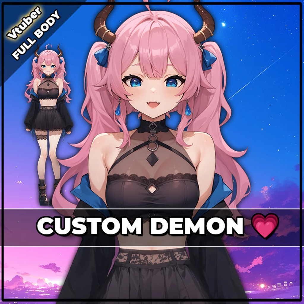 【Live2Dモデル】CUTE DEMON GIRL - Premade VTuber model 5 Expressions