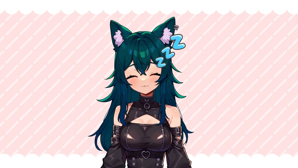 【Live2Dモデル】BLACK WOLF GIRL - Premade VTuber model 5 Expressions