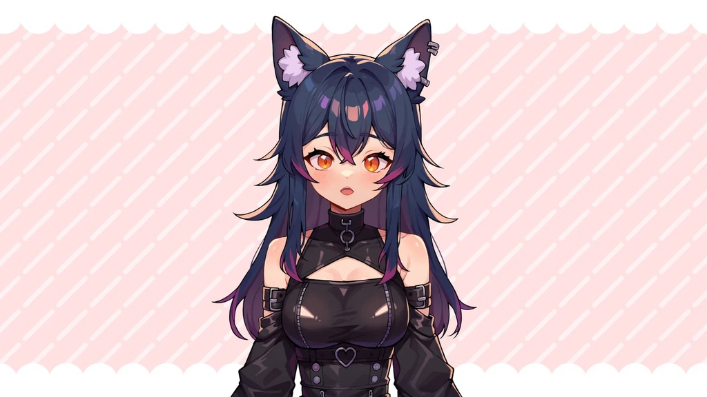 【Live2Dモデル】BLACK WOLF GIRL - Premade VTuber model 5 Expressions