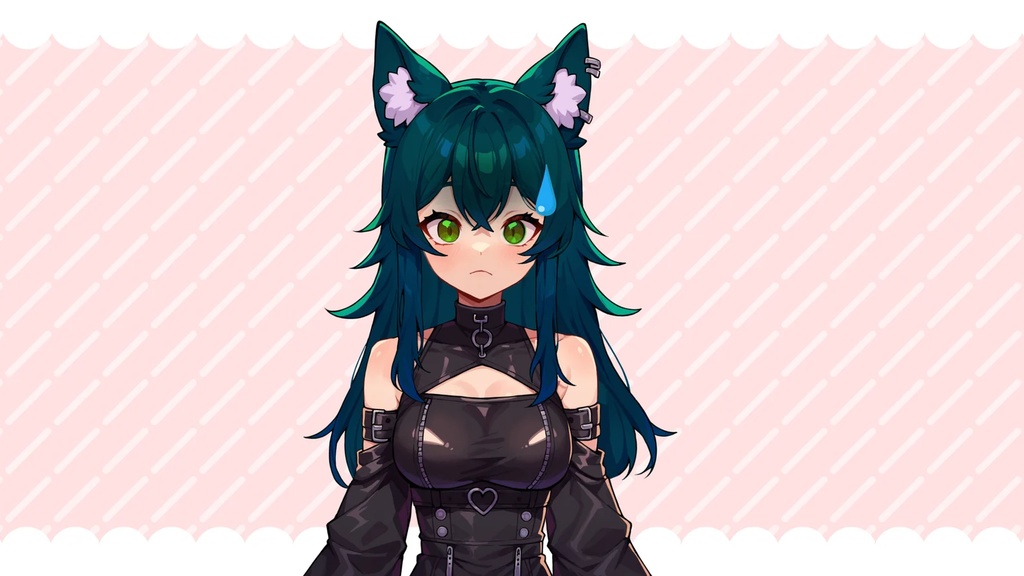 【Live2Dモデル】BLACK WOLF GIRL - Premade VTuber model 5 Expressions