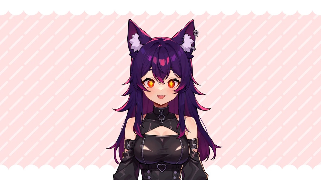 【Live2Dモデル】BLACK WOLF GIRL - Premade VTuber model 5 Expressions