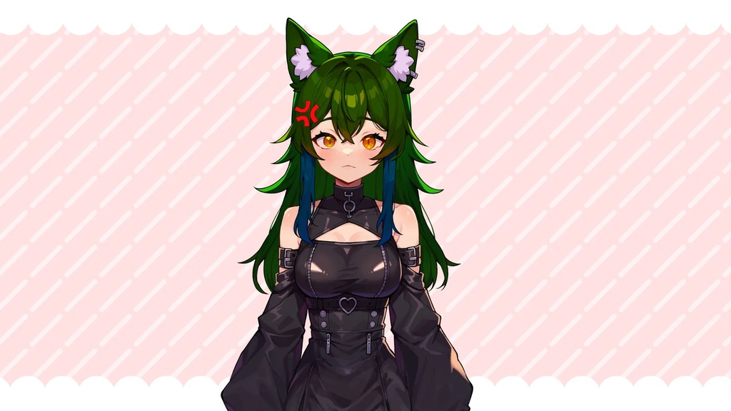 【Live2Dモデル】BLACK WOLF GIRL - Premade VTuber model 5 Expressions