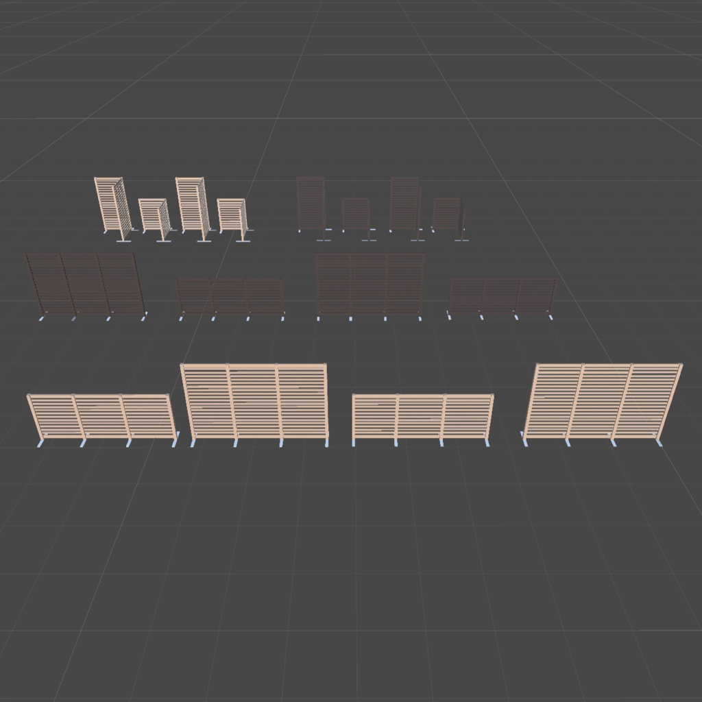 〔3Dモデル〕木製ルーバーパーティション