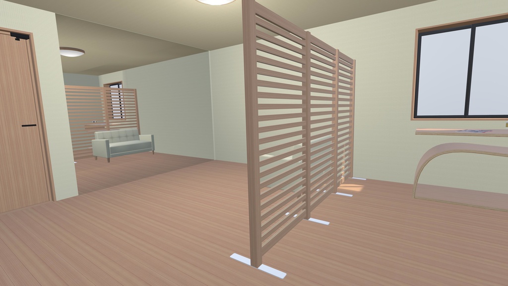 〔3Dモデル〕木製ルーバーパーティション