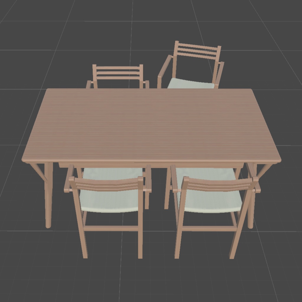 〔3Dモデル〕ダイニングテーブル&チェアセット(5タイプ計18種)