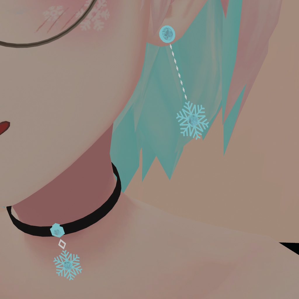 〔3Dモデル〕雪結晶アクセサリー(ピアス・チョーカー)