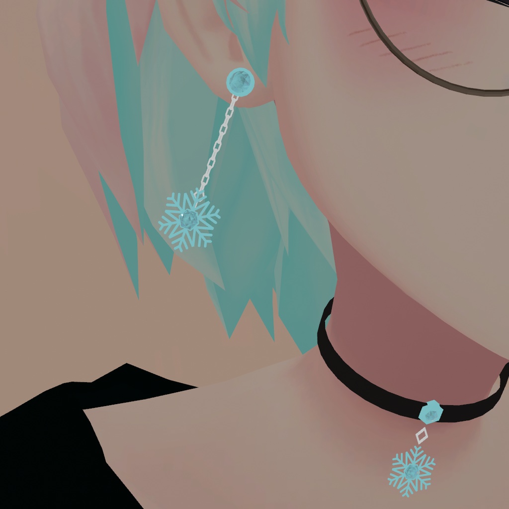 〔3Dモデル〕雪結晶アクセサリー(ピアス・チョーカー)