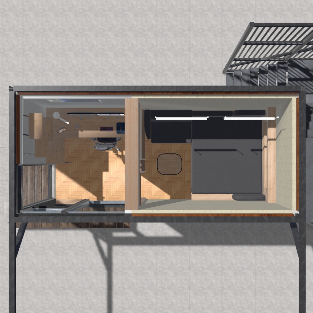 こもるところ。(ガレージオフィス型3Dモデル・VRChat想定)