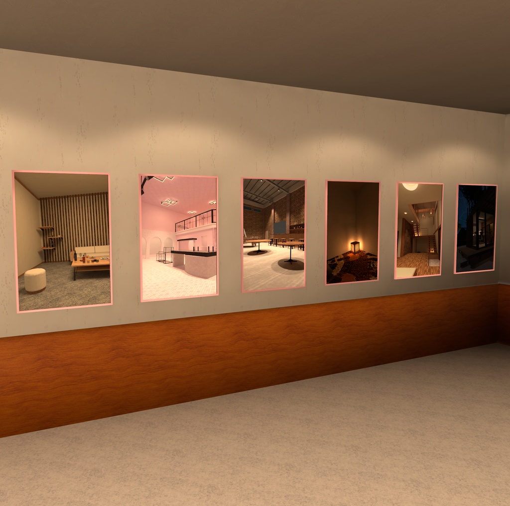 【VRChat向け】6面アトラス・ポスターフレームセット(1テクスチャで6面対応・縦横計12個セット)