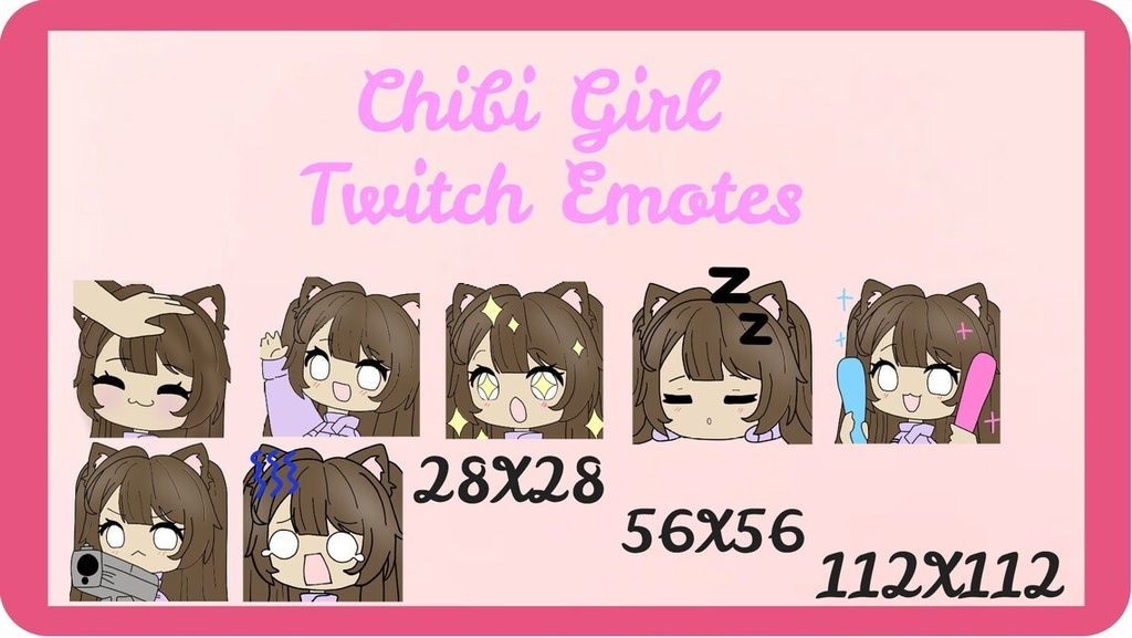 Cute Brunette Chibi Emote Pack